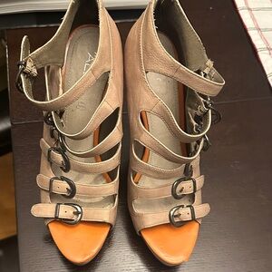 Aldo Tan and Orange Strappy Heels